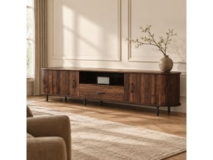 Meuble tv coloris bois foncé 180 cm <strong>FLORAGRACE</strong>  <strong></strong>