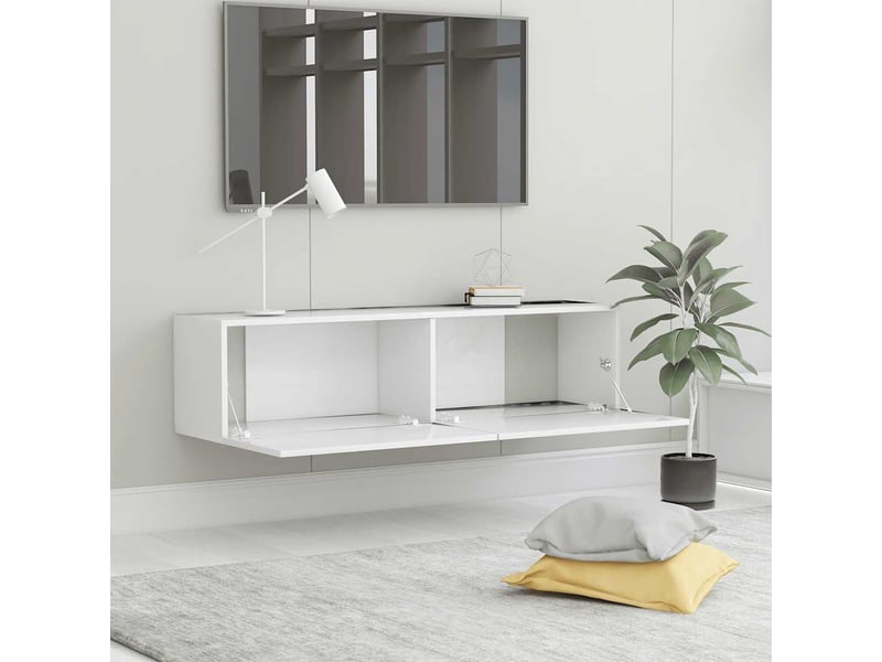  Meuble tv banc tv blanc 120x30x30 cm bois d’ingénierie  - Conforama D