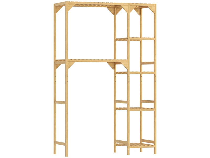  Étagère au-dessus de machine à laver en bambou, bois naturel, meuble de salle de bain moderne avec étagères réversibles  - Conforama B