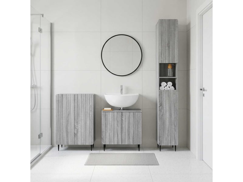  Ensemble de meuble de salle de bain 3 pièces zwolle sonoma gris cf63552  - Conforama B