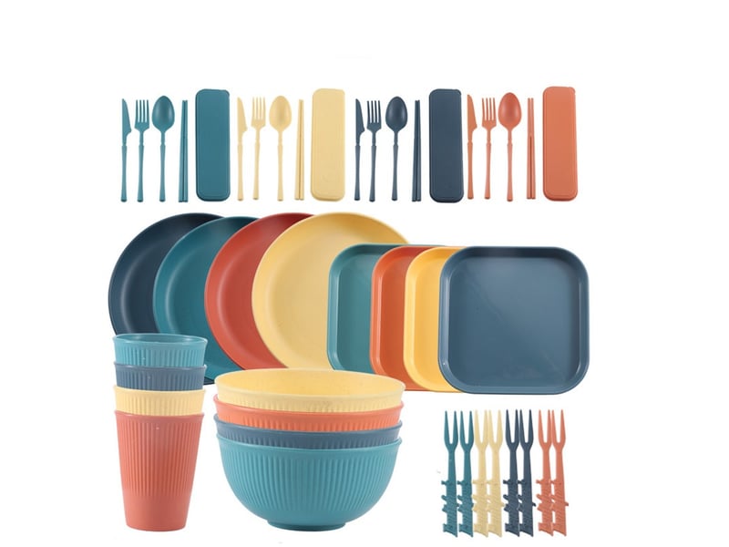  Ensembles de vaisselle incassables de 44 pièces pour 4 personnes mélange de couleurs  - Conforama A