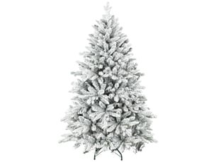 Sapin de noël artificiel floqué de neige 150 cm, arbre de noël avec 768 branche, support en métal pliable, vert
