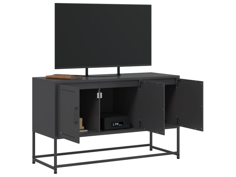  Meuble tv - banc tv - meuble de rangement noir 100,5x39x60,5 cm acier  - Conforama E