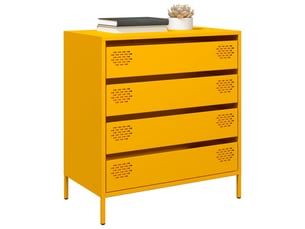 Buffet - bahut - meuble de rangement jaune moutarde 68x39x73,5 cm acier laminé à froid