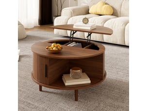 Table basse rond(e) coloris marron <strong>WISHDOR</strong> <strong></strong> - 80 cmx80 cm
