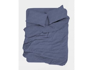 Housse de couette bleue 140 x 200 cm en coton renforce + taie 60 x 60 cm