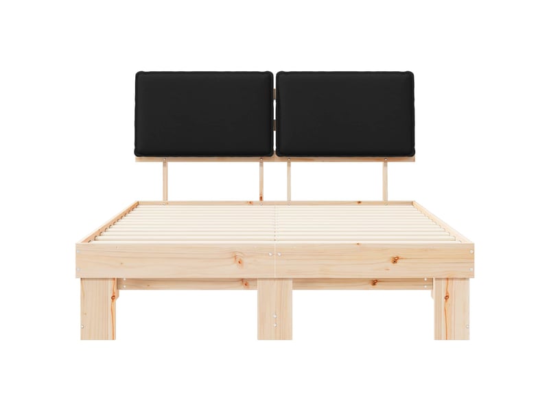 Lit double- lit adulte - cadre de lit avec tête de lit rembourrée noir 150 x 200 cm - Conforama D