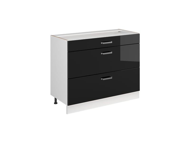 Vicco meuble cuisine, noir haute brillanceblanc, 100cm sans plan de travail - Conforama A