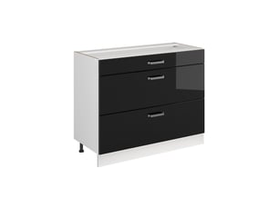 Vicco meuble cuisine, noir haute brillanceblanc, 100cm sans plan de travail