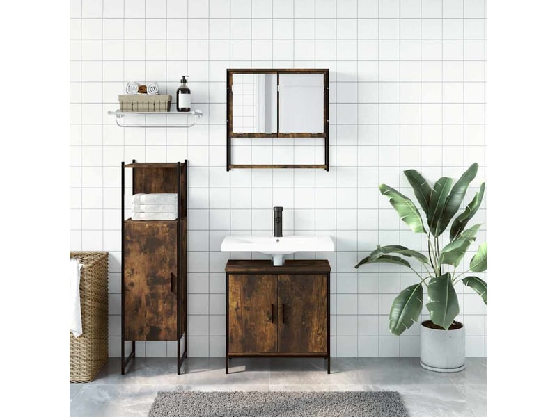 Ensemble de meubles de salle de bain 3 pcs chêne fumé cf63692 - Conforama C