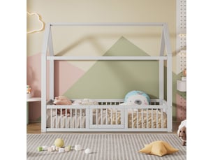Lit cabane 90x200 cm MERAX lit enfant blanc coloris blanc