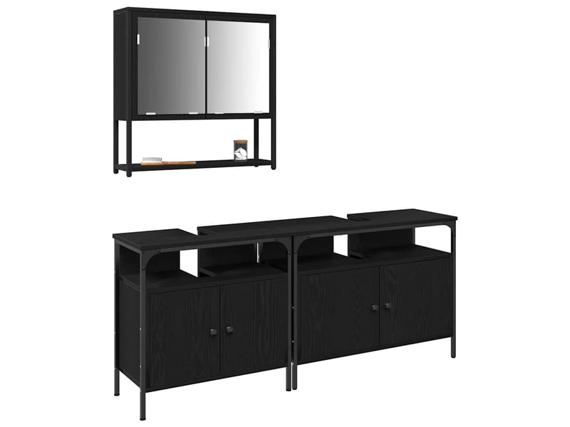  Ensemble de mobilier de salle de bain 3 pièces noir cf64488  - Conforama C