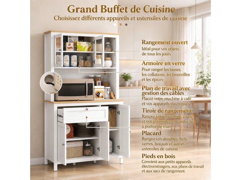 Armoire de cuisine blanche en mdf avec 5 portes, 100 x 40 x 180 cm - Conforama D