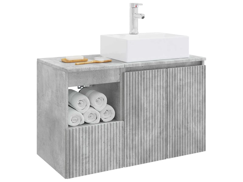  Ensemble de mobilier de salle de bain 2 pc gris béton cf64152  - Conforama C