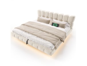 Lit coffre 180x200 cm MAISENTIEL   coloris beige
