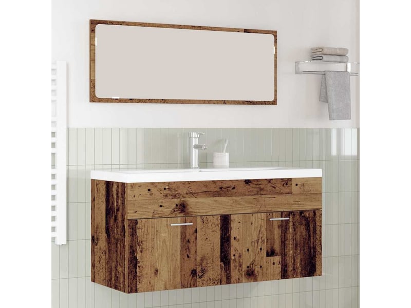  Armoire de salle de bain, cabinet de salle de bain bois ancien 100 x 38,5 x 46 cm cf65052  - Conforama B