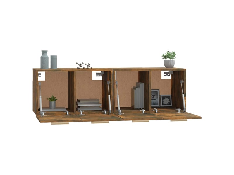  Armoires murales 2 pcs salon chêne fumé 60x36,5x35cm bois d'ingénierie  - Conforama E
