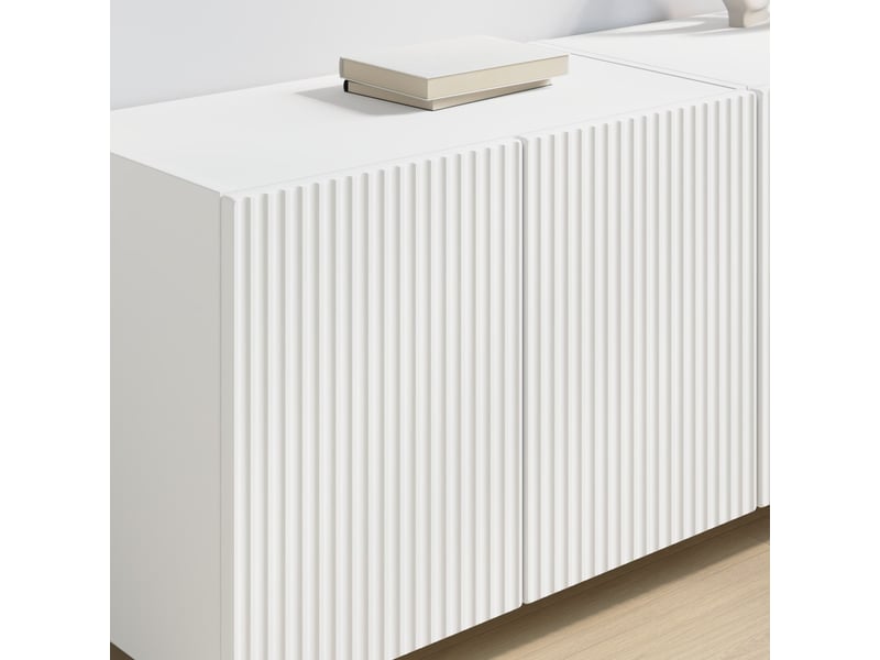  Meuble tv - banc tv - meuble de rangement mural 2 pcs blanc bois d'ingénierie  - Conforama D