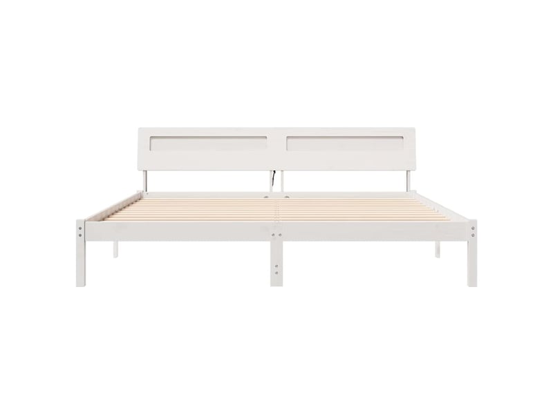  Lit double- lit adulte -  cadre de lit avec tête de lit blanc 180 x 200 cm pin massif  - Conforama D