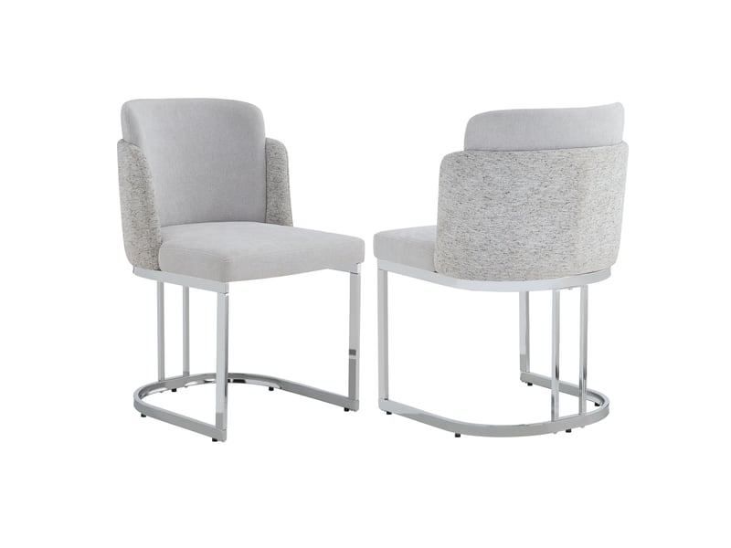  Lot de 2 chaises de salle à manger 61.5×53.5× 86cm métal gris et argent, dossier double design premium, assise agréable  - Conforama A