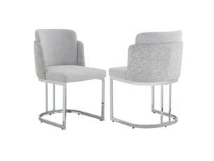 Lot de 2 chaises de salle à manger 61.5×53.5× 86cm métal gris et argent, dossier double design premium, assise agréable