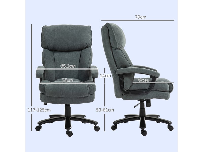  Fauteuil de bureau renforcé, capacité de 200 kg, pivotant et inclinable, en velours gris.  - Conforama E