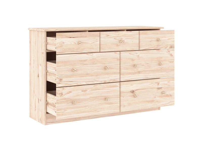  Commode chambre adulte, armoire à tiroirs alta 112x35x73 cm bois massif de pin  - Conforama C