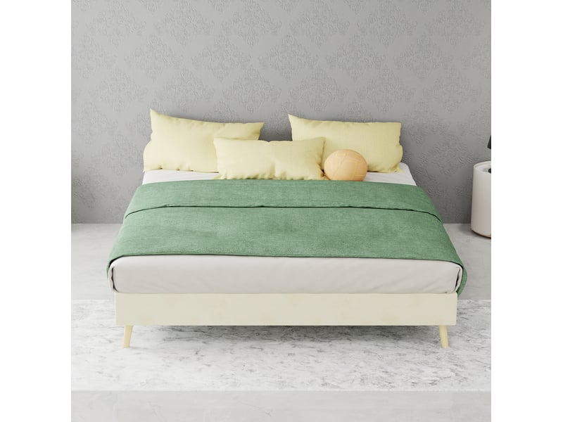  Sommier 2 places 140x200 cm avec matelas en velours beige  - Conforama E