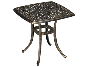 Table d'appoint extérieure 54x54x52,5 cm bronze en aluminium, trou pour parasol et pieds réglables