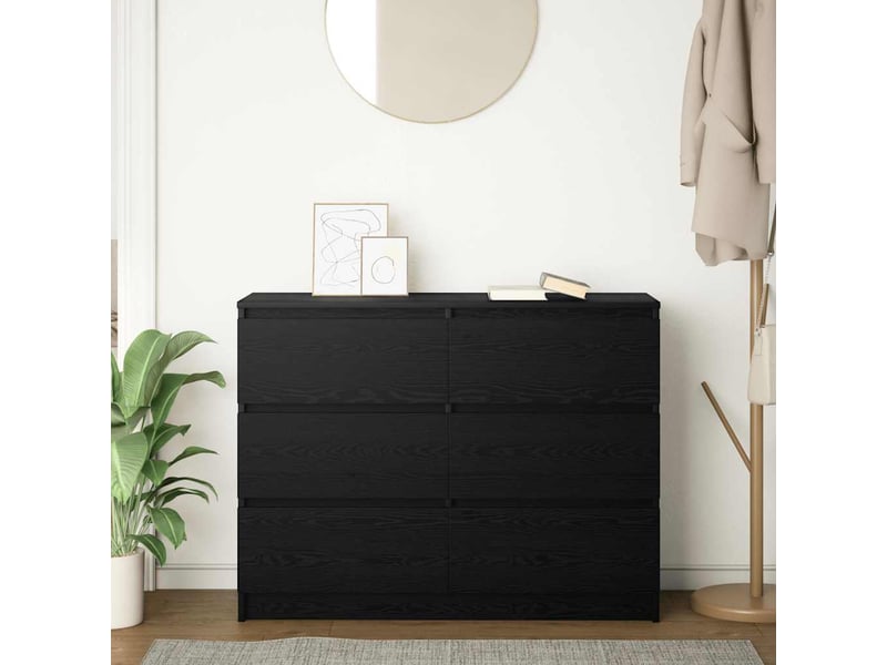 Buffet - bahut - meuble de rangement chêne noir 100x35x76 cm bois d'ingénierie  - Conforama C