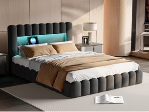 Lit coffre 180x200 cm <strong></strong>  <strong></strong> coloris gris