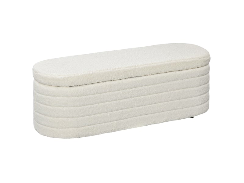  Banc coffre de chambre avec rangement en polyester teddy-fleece blanc crème 116 x 41 x 40,5 cm  - Conforama A