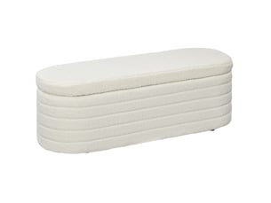 Banc coffre de chambre avec rangement en polyester teddy-fleece blanc crème 116 x 41 x 40,5 cm