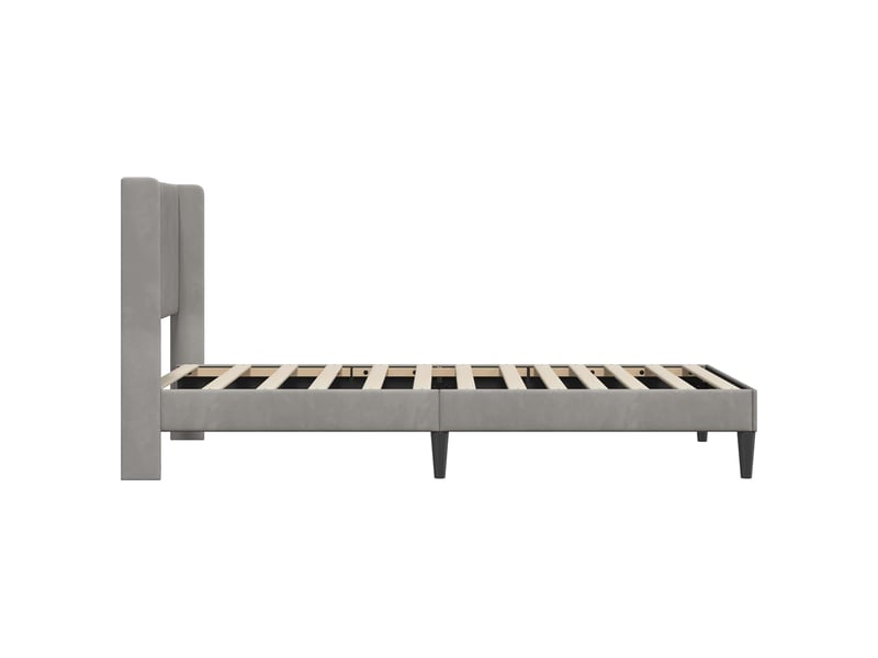  Lit simple- lit adulte -  cadre de lit avec tête de lit gris clair 80 x 200 cm velours  - Conforama D