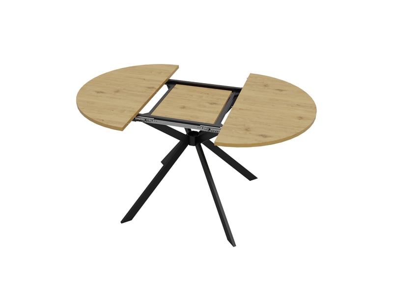  Table extensible rondeovale 100–140 × 100 cm, bois naturel et pieds métal Fay Lum - Conforama E