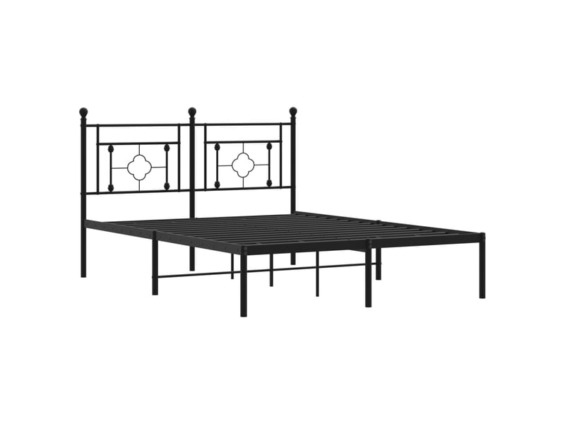  Lit double- lit adulte -  cadre de lit métal sans matelas avec tête de lit noir 135x190cm  - Conforama C