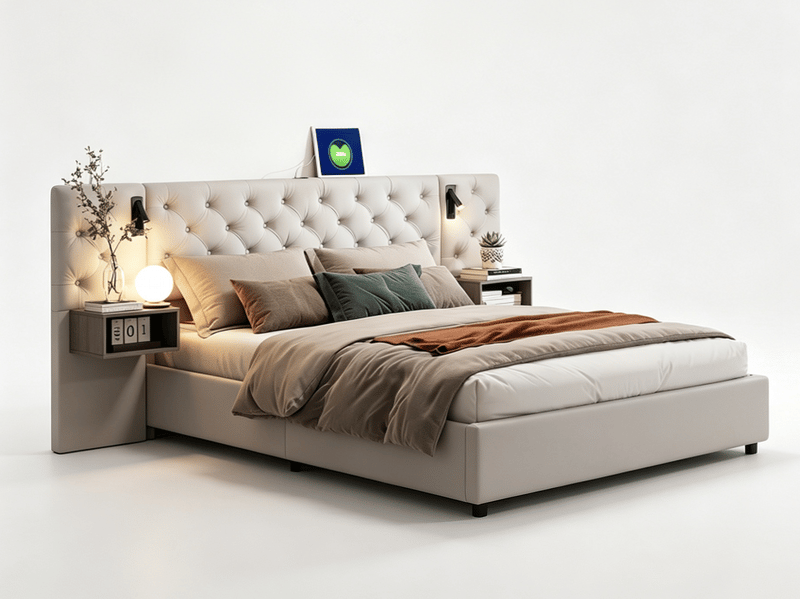  Lit 2 places 160 x 200 cm - led rgb, 4 tiroirs et tête capitonnée  - Conforama A