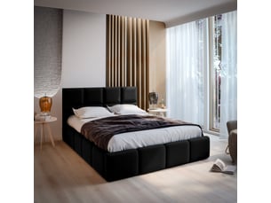 Lit coffre 180x200 cm <strong>MASSENO</strong> <strong></strong> coloris noir
