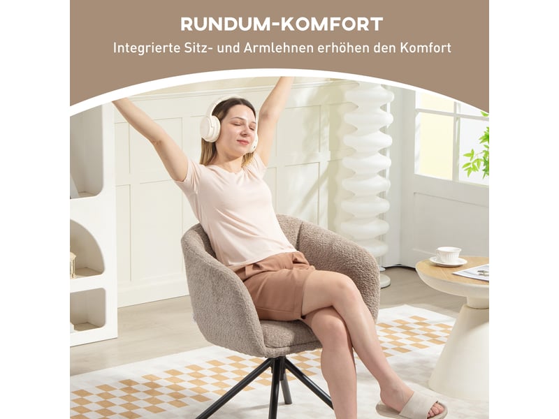  Fauteuil pivotant rembourré marron clair 58,5 x 59 x 78,5 cm  - Conforama E