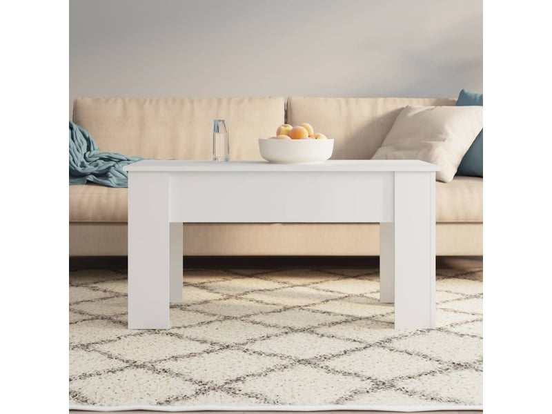  Table basse rectangulaire | table de salon blanc 101x49x52 cm bois d'ingénierie shl1237  - Conforama C