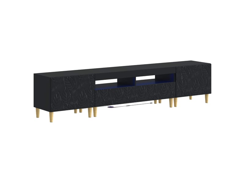  Ensemble de 3 meubles tv - banc tv - meuble de rangement led delft noir bois d'ingénierie  - Conforama A