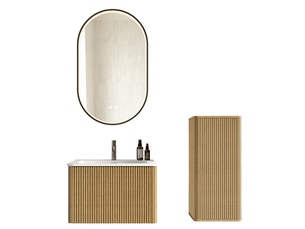 Ensemble de meubles de salle de bains 61x46,5x37 cm avec miroir led mdf coloris chêne
