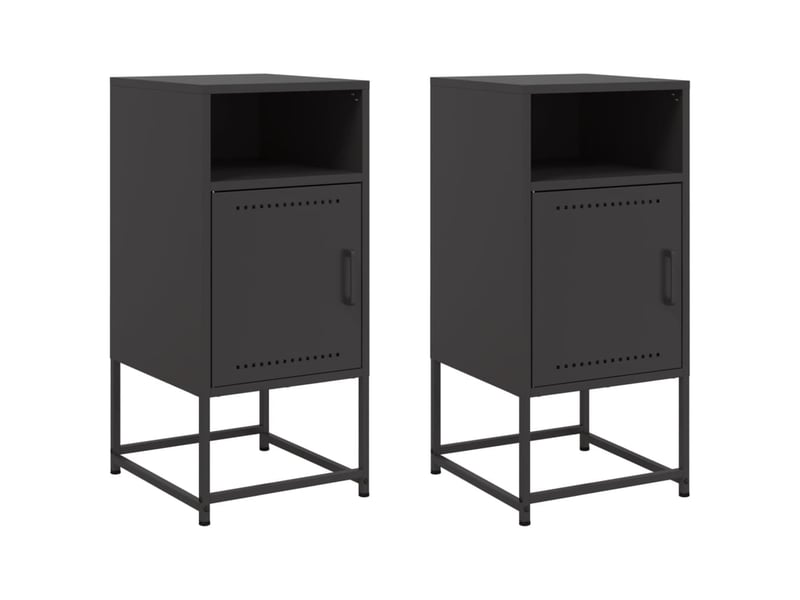  Lot de 2 tables de chevet - cabinet de chevet - table de nuit noir 36x39x78 cm acier  - Conforama A