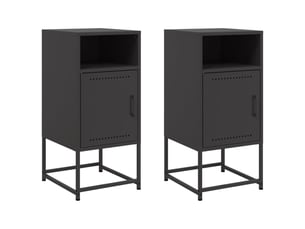 Lot de 2 tables de chevet - cabinet de chevet - table de nuit noir 36x39x78 cm acier