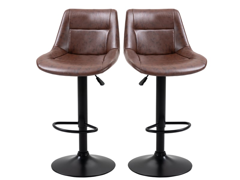  Ensemble de 2 tabourets de bar, réglables en hauteur, avec repose-pieds, 46,5 cm x 50 cm x 108 cm, noir et marron  - Conforama B