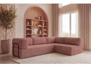 Canapé d'angle réversible convertible CASANOVA  4 places Velours côtelé Rose