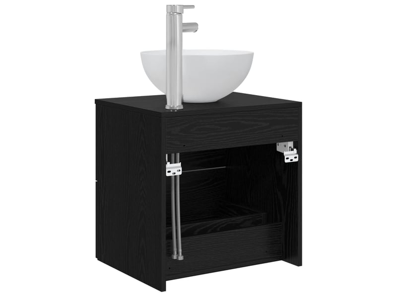Vanité de lavabo mural, meuble de rangement chêne noir 49.5x41x64.5 cm - Conforama E