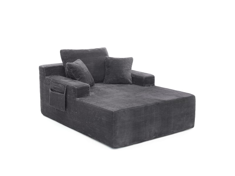  Canapé convertible 1 place avec dossier et accoudoirs, canapé convertible d’appoint capitonné 150x110x70 cm, sans montage, velours côtelé pour salon chambre, gris  - Conforama A