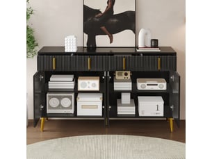 Buffet 4 porte(s) <strong></strong> <strong>Qualité haut de gamme</strong> - 140 cm coloris noir