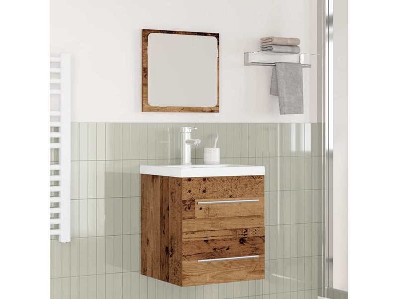  Ensemble de mobilier de salle de bain 2 pièces bois ancien cf64209  - Conforama B